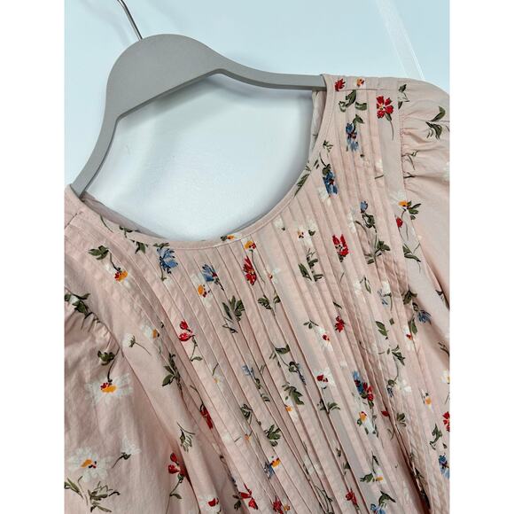 Madewell‎ Women's Pintuck Puff-Sleeve Mini Dress in Seaside Floral Pink Size sm - Picture 11 of 15